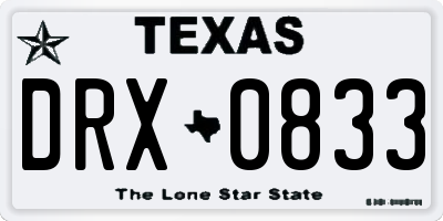 TX license plate DRX0833