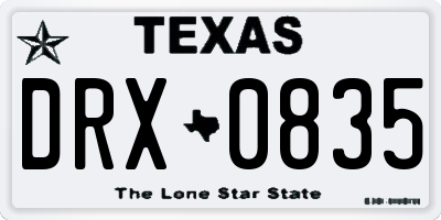 TX license plate DRX0835