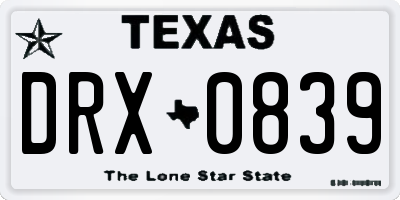 TX license plate DRX0839