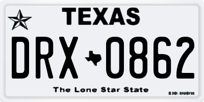 TX license plate DRX0862