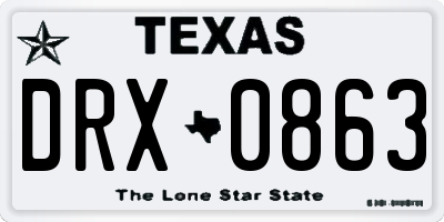 TX license plate DRX0863