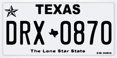 TX license plate DRX0870