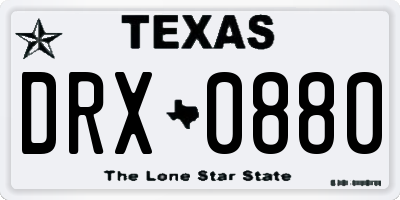 TX license plate DRX0880