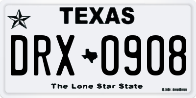 TX license plate DRX0908