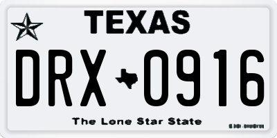 TX license plate DRX0916