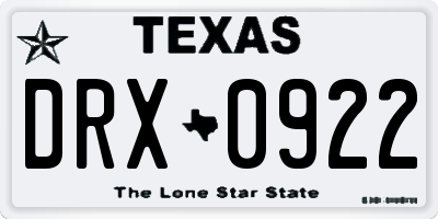 TX license plate DRX0922