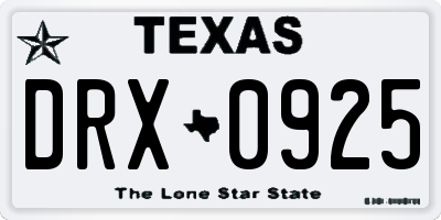 TX license plate DRX0925