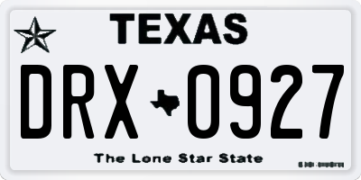 TX license plate DRX0927