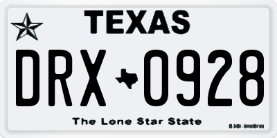 TX license plate DRX0928