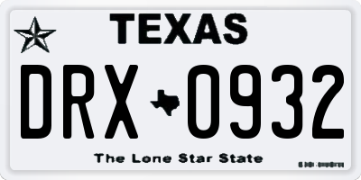 TX license plate DRX0932