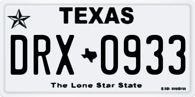 TX license plate DRX0933