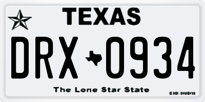 TX license plate DRX0934