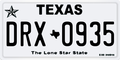 TX license plate DRX0935