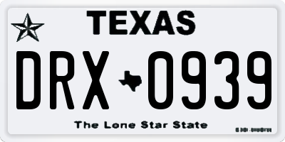 TX license plate DRX0939
