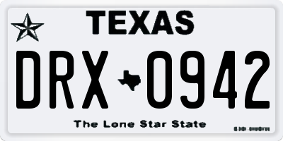 TX license plate DRX0942