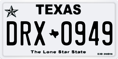 TX license plate DRX0949