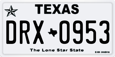 TX license plate DRX0953