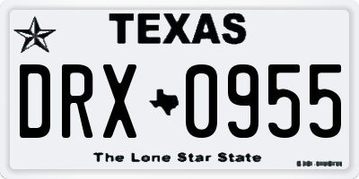 TX license plate DRX0955