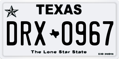 TX license plate DRX0967