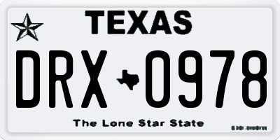 TX license plate DRX0978