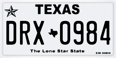 TX license plate DRX0984