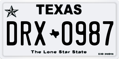 TX license plate DRX0987