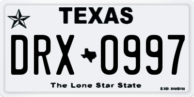 TX license plate DRX0997