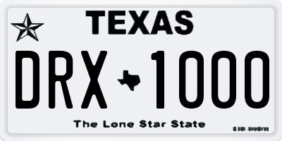 TX license plate DRX1000