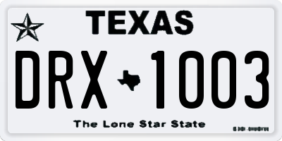 TX license plate DRX1003