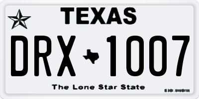 TX license plate DRX1007