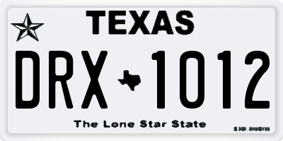 TX license plate DRX1012