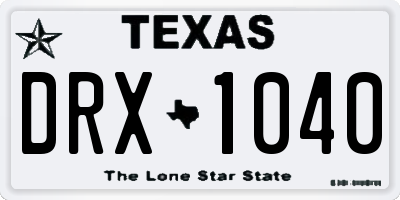 TX license plate DRX1040