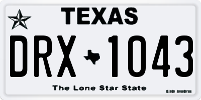 TX license plate DRX1043