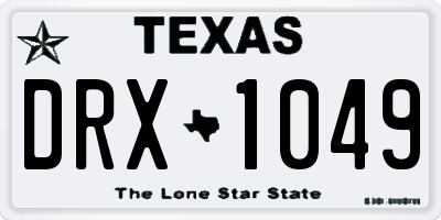 TX license plate DRX1049