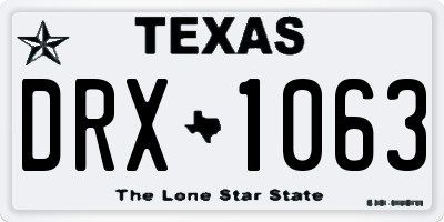 TX license plate DRX1063