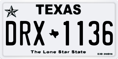 TX license plate DRX1136