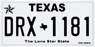 TX license plate DRX1181