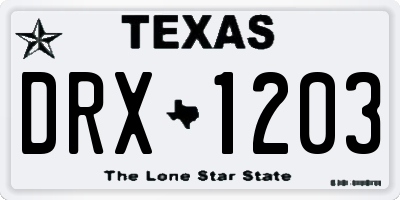 TX license plate DRX1203