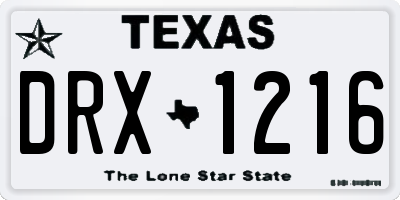 TX license plate DRX1216