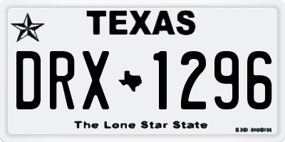 TX license plate DRX1296