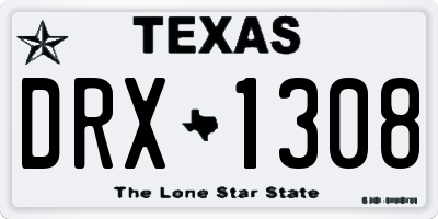 TX license plate DRX1308