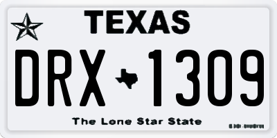 TX license plate DRX1309