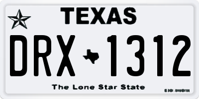 TX license plate DRX1312