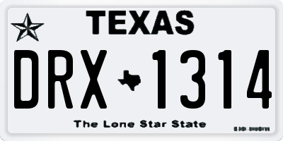 TX license plate DRX1314