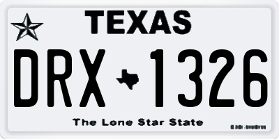 TX license plate DRX1326