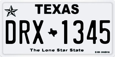 TX license plate DRX1345