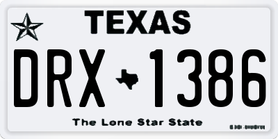 TX license plate DRX1386