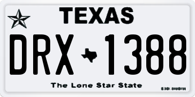 TX license plate DRX1388