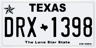 TX license plate DRX1398