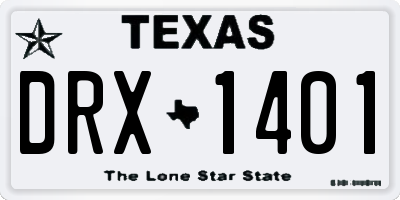 TX license plate DRX1401